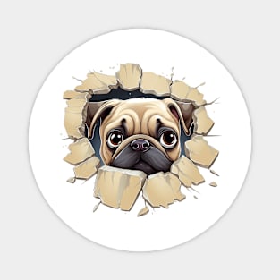 Baby Pug Dog Peeking Magnet